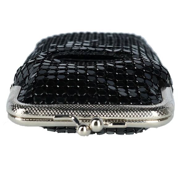 CTM Women's Mesh Cigarette Case with Lighter Pocket and Kiss Lock Closure - Picture 2 of 3